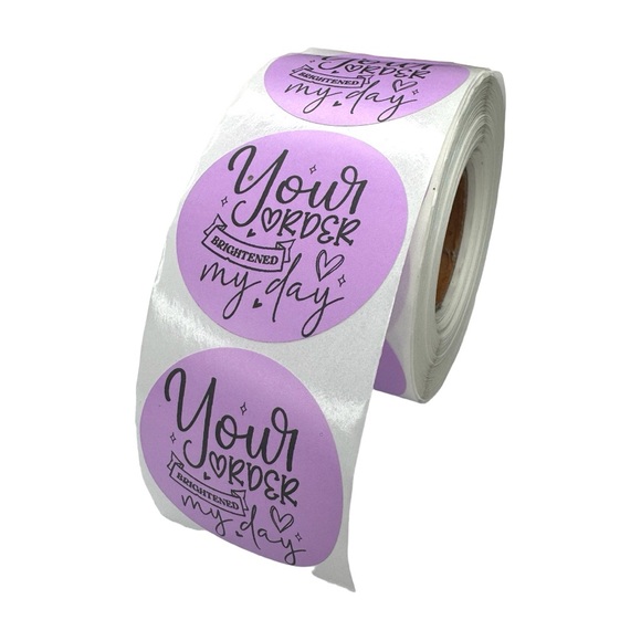 Thank you sticker / your order brightened my day sticker label for business 2" - Picture 3 of 4